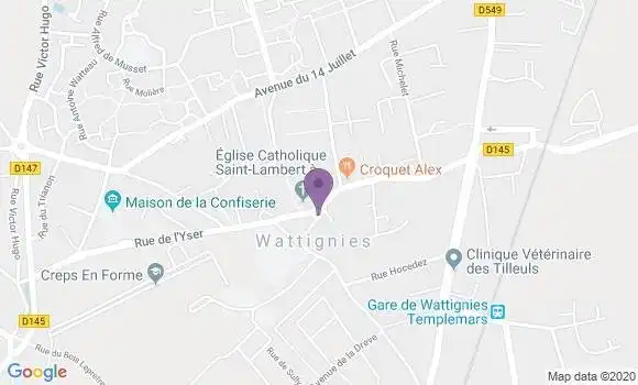 Localisation Crédit Mutuel Agence de Wattignies