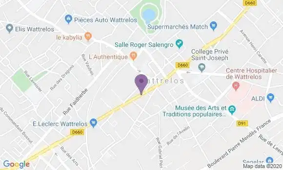 Localisation Crédit Mutuel Agence de Wattrelos