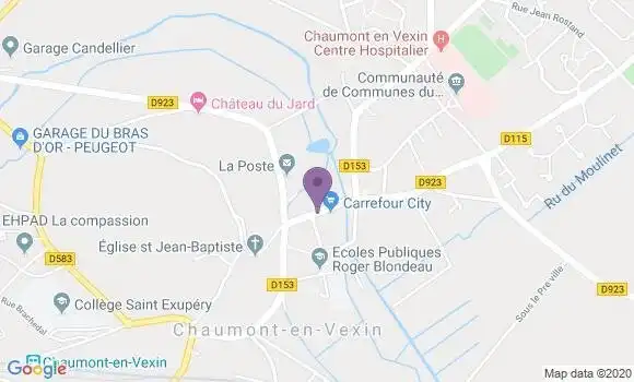 Localisation Crédit Mutuel Agence de Chaumont en Vexin