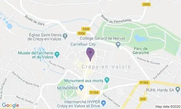Localisation Crédit Mutuel Agence de Crépy en Valois