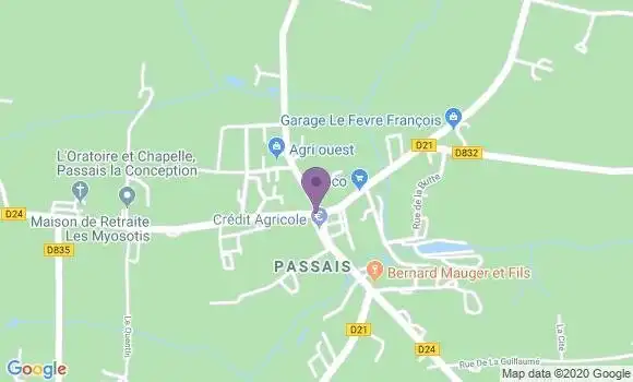 Localisation Crédit Mutuel Agence de Passais la Conception