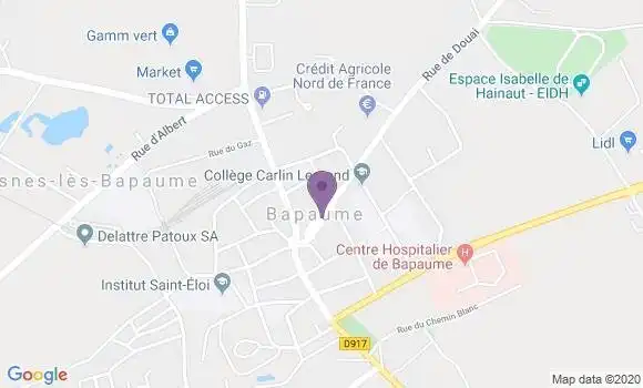 Localisation Crédit Mutuel Agence de Bapaume