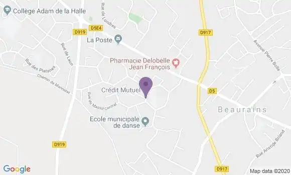 Localisation Crédit Mutuel Agence de Beaurains