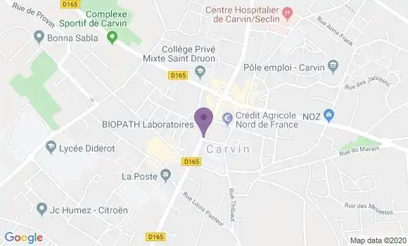 Localisation Crédit Mutuel Agence de Carvin