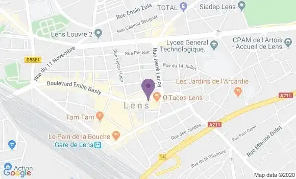 Localisation Crédit Mutuel Agence de Lens