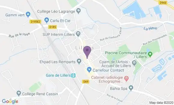 Localisation Crédit Mutuel Agence de Lillers
