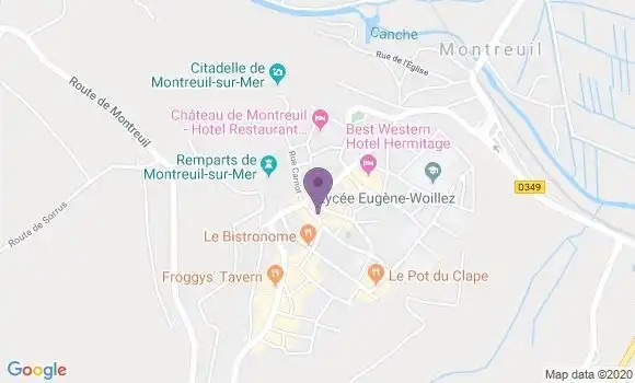 Localisation Crédit Mutuel Agence de Montreuil sur Mer