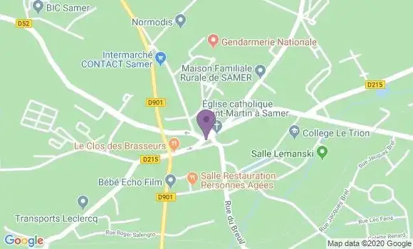 Localisation Crédit Mutuel Agence de Samer
