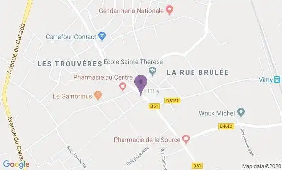 Localisation Crédit Mutuel Agence de Vimy