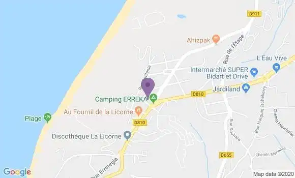 Localisation Crédit Mutuel Agence de Bidart