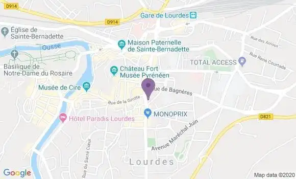 Localisation Crédit Mutuel Agence de Lourdes