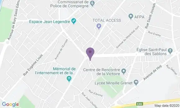 Localisation Société Générale Agence de Compiègne Royallieu