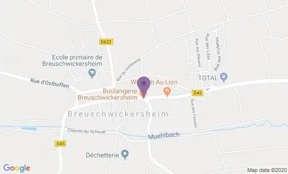 Localisation Crédit Mutuel Agence de Breuschwickersheim