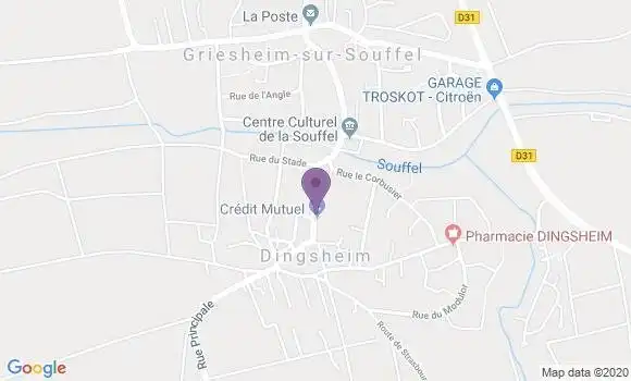 Localisation Crédit Mutuel Agence de Dingsheim