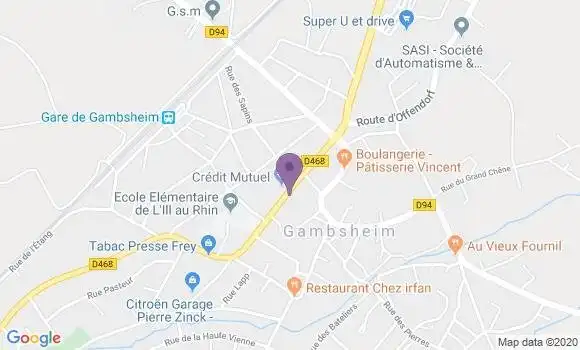 Localisation Crédit Mutuel Agence de Gambsheim