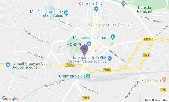 Localisation Société Générale Agence de Crépy en Valois