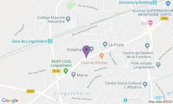 Localisation Crédit Mutuel Agence de Lingolsheim
