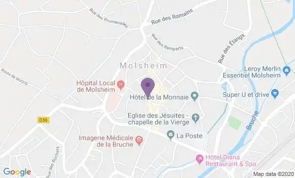 Localisation Crédit Mutuel Agence de Molsheim