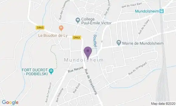 Localisation Crédit Mutuel Agence de Mundolsheim