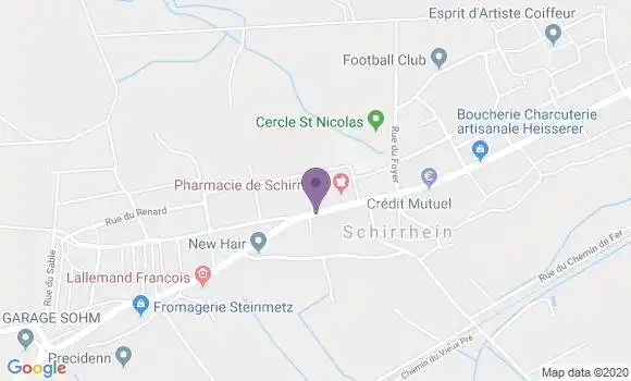 Localisation Crédit Mutuel Agence de Schirrhein
