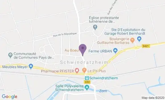 Localisation Crédit Mutuel Agence de Schwindratzheim