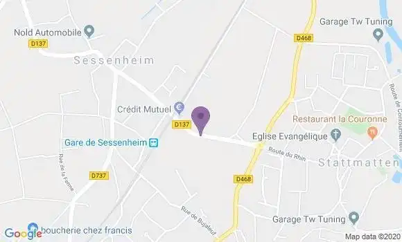 Localisation Crédit Mutuel Agence de Sessenheim