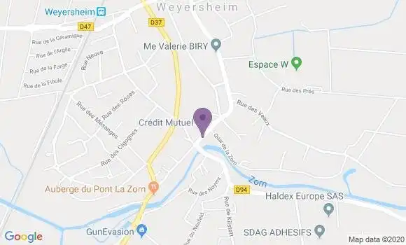 Localisation Crédit Mutuel Agence de Weyersheim