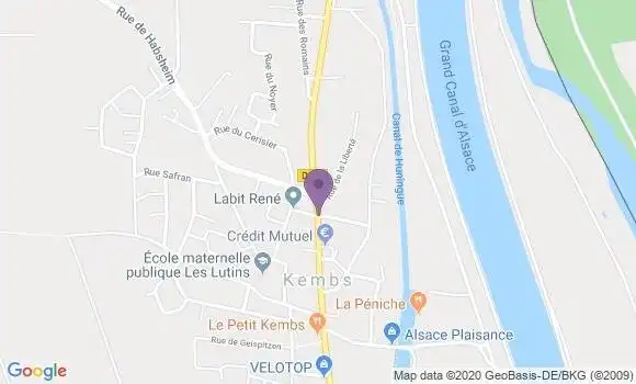 Localisation Crédit Mutuel Agence de Kembs