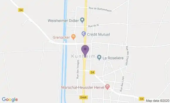 Localisation Crédit Mutuel Agence de Kunheim