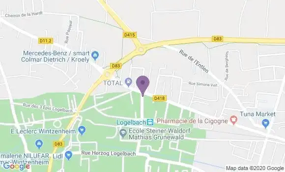 Localisation Crédit Mutuel Agence de Logelbach