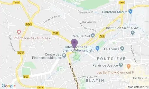 Localisation Société Générale Agence de Clermont Ferrand Galaxie