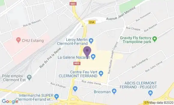 Localisation Société Générale Agence de Clermont Ferrand le Brezet