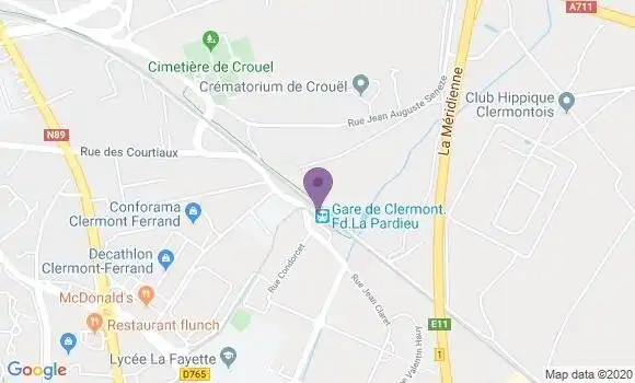 Localisation Société Générale Agence de Clermont Ferrand Pardieu