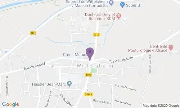 Localisation Crédit Mutuel Agence de Wittelsheim