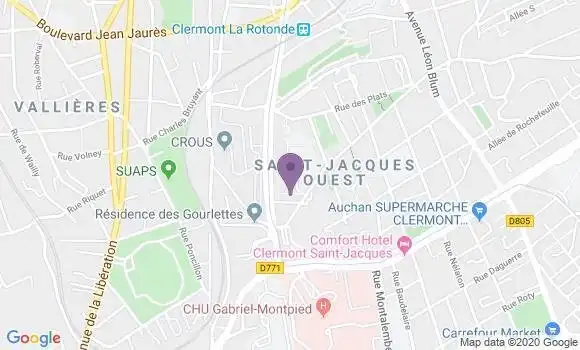Localisation Société Générale Agence de Clermont Ferrand Saint Jacques