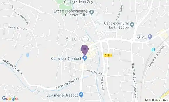 Localisation Crédit Mutuel Agence de Brignais