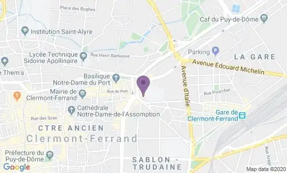 Localisation Société Générale Agence de Clermont Ferrand Bansac