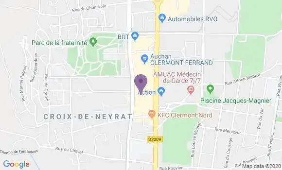 Localisation Société Générale Agence de Clermont Ferrand Nord