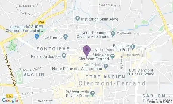 Localisation Société Générale Agence de Clermont Ferrand Gaillard