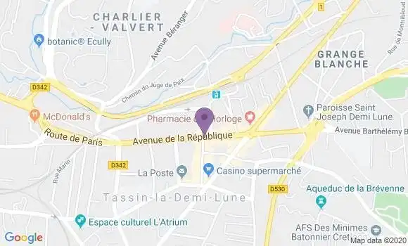 Localisation Crédit Mutuel Agence de Tassin la Demi Lune