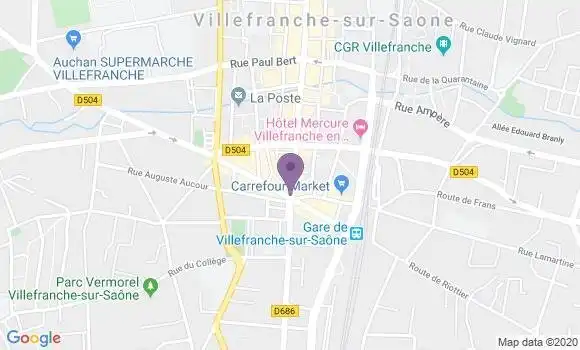 Localisation Crédit Mutuel Agence de Villefranche sur Saône Coupole