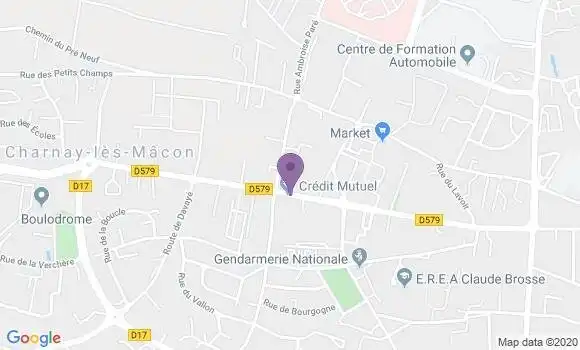 Localisation Crédit Mutuel Agence de Charnay lès Mâcon