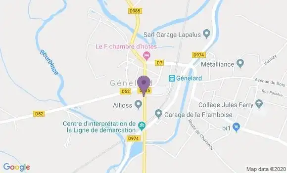 Localisation Crédit Mutuel Agence de Génelard
