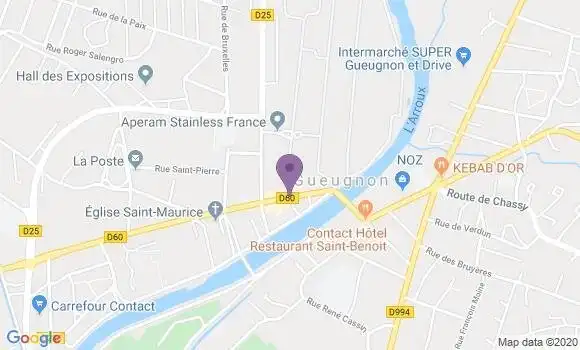 Localisation Crédit Mutuel Agence de Gueugnon