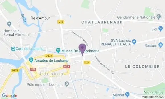 Localisation Crédit Mutuel Agence de Louhans