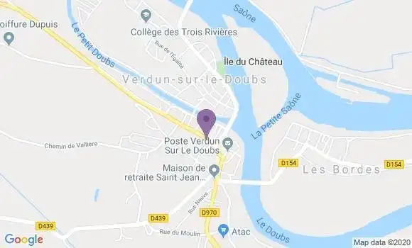 Localisation Crédit Mutuel Agence de Verdun sur le Doubs