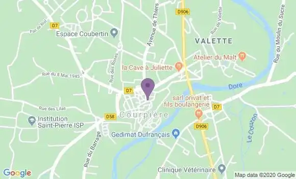Localisation Société Générale Agence de Courpière