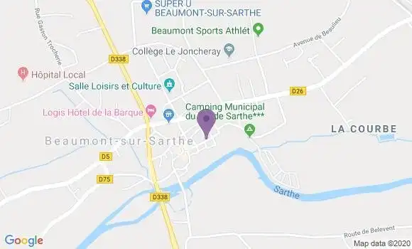 Localisation Crédit Mutuel Agence de Beaumont sur Sarthe