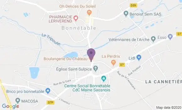 Localisation Crédit Mutuel Agence de Bonnetable