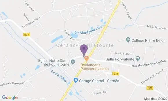 Localisation Crédit Mutuel Agence de Cerans Foulletourte